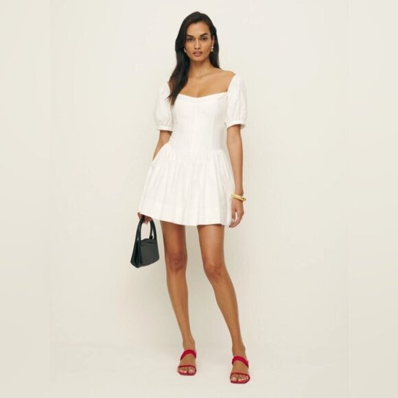 NEW Reformation Calie Mini Short  Sleeve Dress Cotton | size 0 - Picture 2 of 12